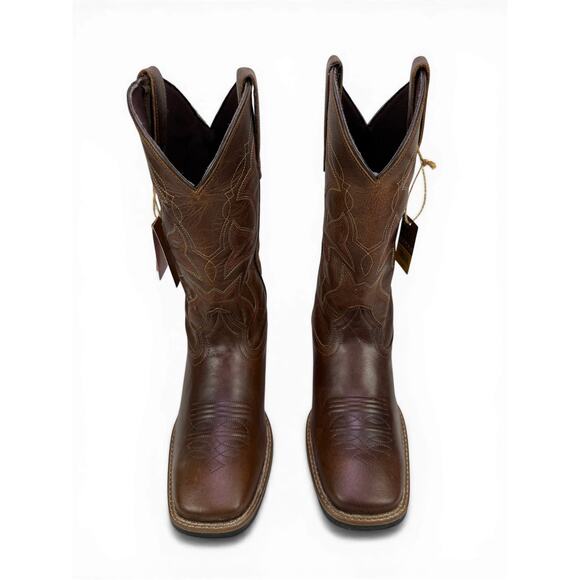 Roper Monterey Western Cowboy Boots Mens 7 D Brown Leather Square Toe Pull‎ On main image 8